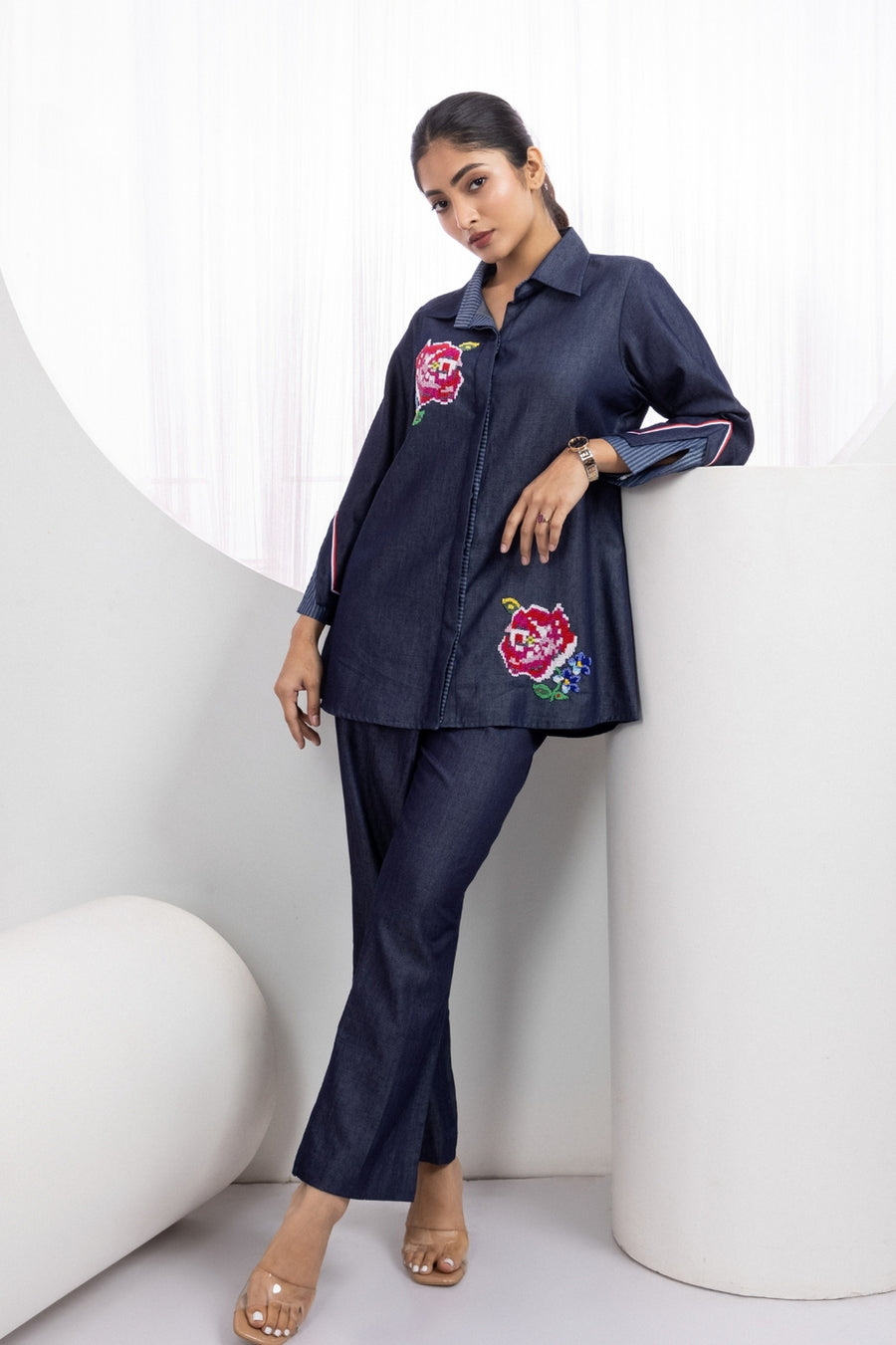 Stripe Rose Denim
Dress