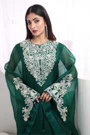 Zunaira Emerald Elegance Embroidered Organza Set