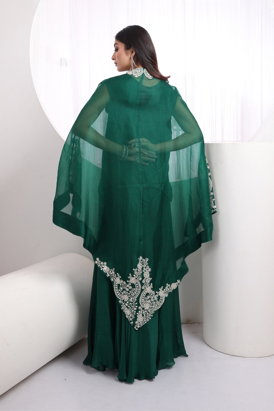 Zunaira Emerald Elegance Embroidered Organza Set