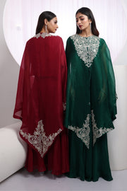 Zunaira Emerald Elegance Embroidered Organza Set