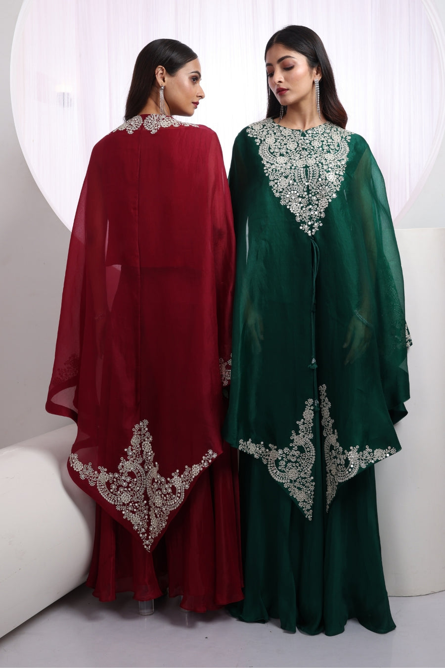 Zunaira Emerald Elegance Embroidered Organza Set