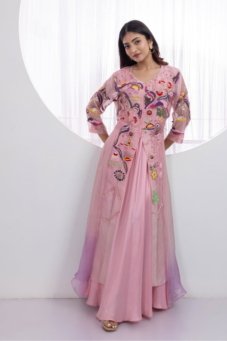 Blush Blossom Jacket Gown Set