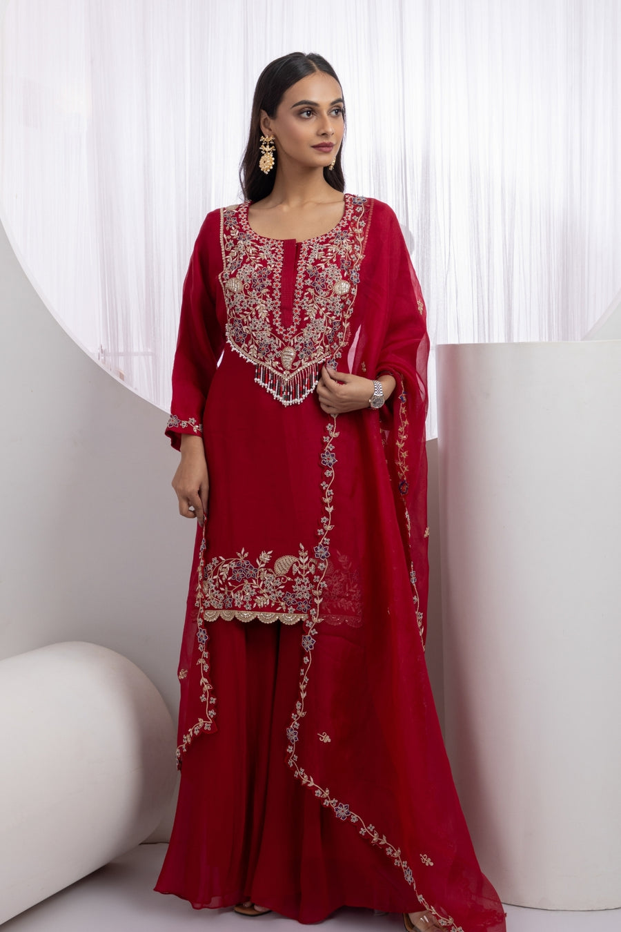 Regal Rouge Zardozi Kurta Sharara Set