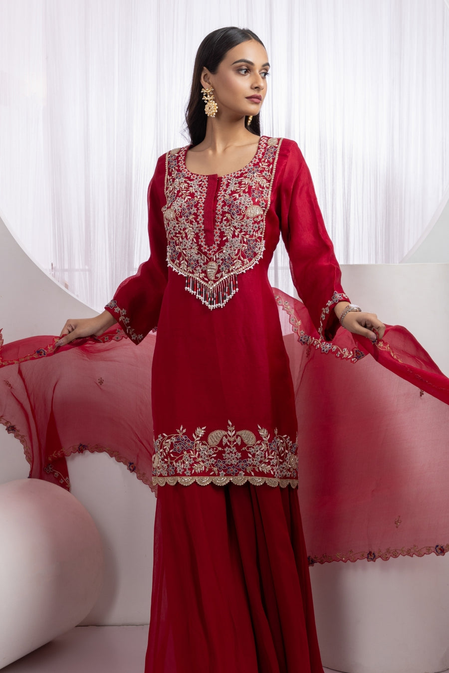 Regal Rouge Zardozi Kurta Sharara Set