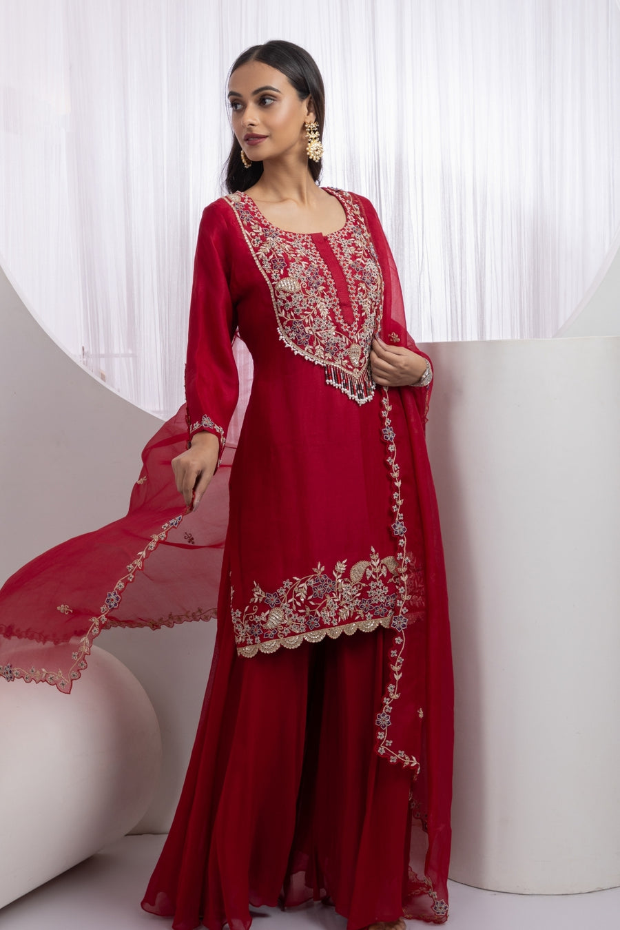 Regal Rouge Zardozi Kurta Sharara Set