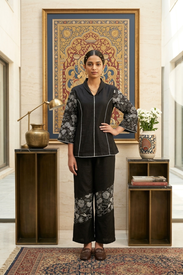 Noir Blossom Threadwork Co-ord Set