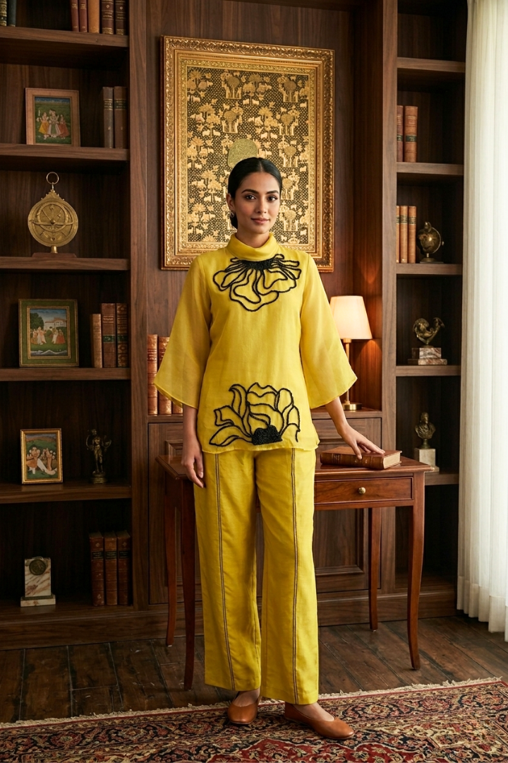 Lumiere Yellow Organza Co-ord Set