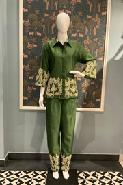 Emerald Green Thread Work Coord Set