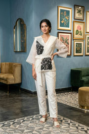 Ivory Noir Wrape Organza Co-ord Set