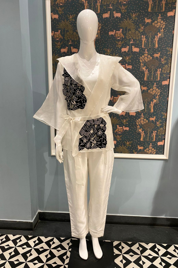 Ivory Noir Wrape Organza Co-ord Set