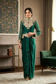 Emerald pearl drape coutour set