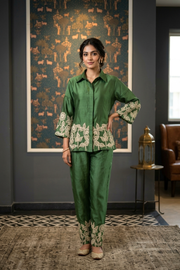 Emerald Green Thread Work Coord Set