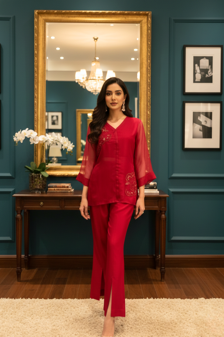 Ruby Bloom Organza Ensemle