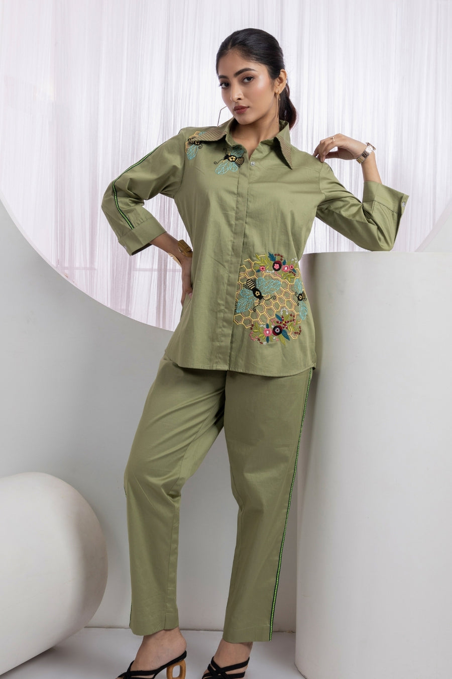 Pista Green Bees Co-Ord Set