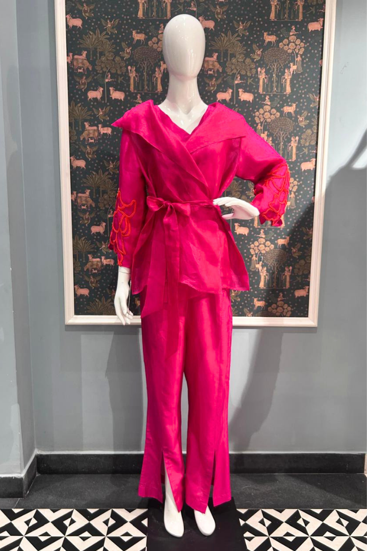 Fuchsia Glam Tie-up Co-ord Set