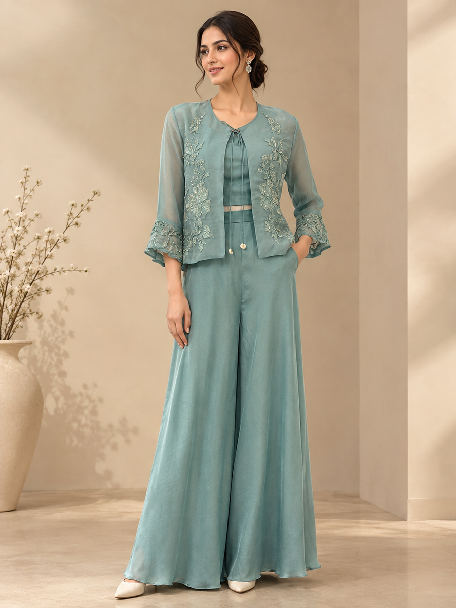 Elan aqua hued flared set